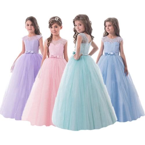 Girl Party Frocks Dress Tulle Lace Dress Kids Girl Children Wedding Party Formal Ceremony Dresses Teeange Girl Graduation Gown