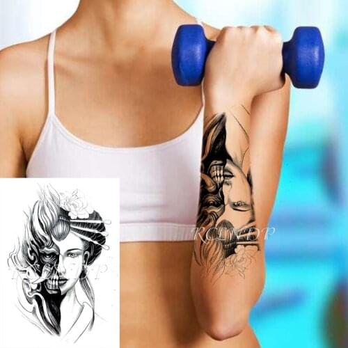 Waterproof Temporary Tattoo Sticker Prajna Skull Sexy Girl Flower Fake Tatto Flash Tatoo Hand Arm Foot Body Art for Men Women