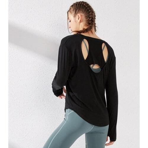 Women Loose Sport Shirt Hollow Out Yoga Tops Quick Dry Long Sleeve Thumb Hole T-Shirts Lady Gym Fitness Running Sportwear Blouse