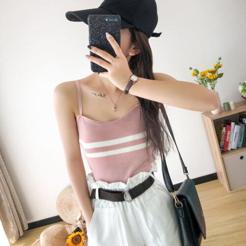 Women Corset Tops Striped Knitted Small Tank Top Vest Womens Spring And Summer Top Tank Camis Crop Top For Women