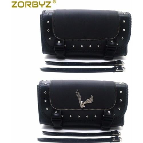 ZORBYZ Universal Motorcycle Faux Leather Saddle Bags Saddlebag Side Storage Tool Bag For Harley Honda Suzuki