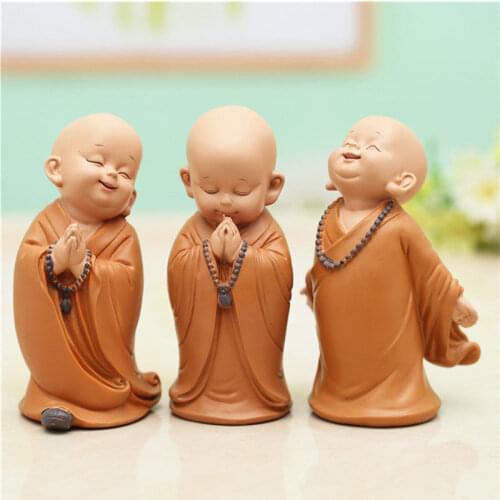 1pcMonk Figurines Car Decoration Crafts,Home Decor Kungfu Monks Figure Car Ornament Buddha Boy Accessories Figurines Tea Pet