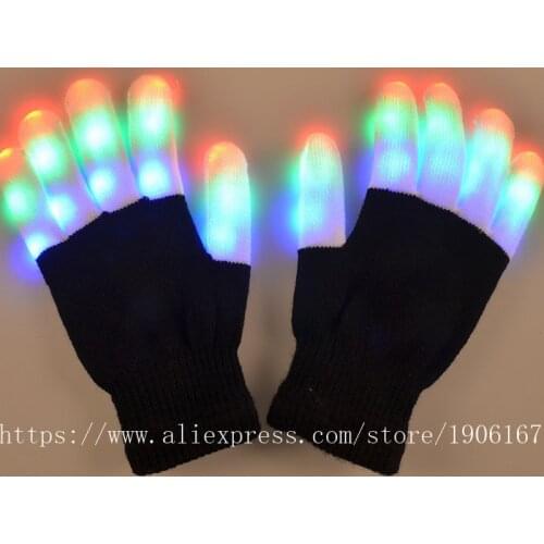 10 Pairs RGB Led Luminous Party Gloves Colorful Led Light Up DJ Stage Props Growing Dance Wear