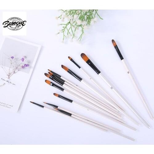 12pcs Nylon Hair Wooden Handle Watercolor Paint Brush Pen Set For Learning Diy Oil Acrylic Painting Art Paint Brushes Supplies