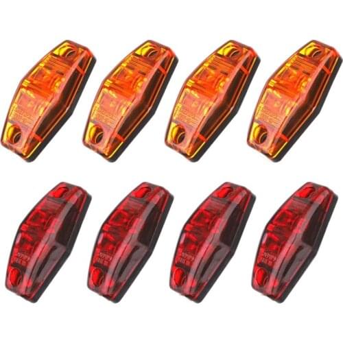 2 Led Side Marker Lights Lamps Truck Trailer Clearance Lights Sealed Indicators Lights Waterproof (4Yellow+4Red)