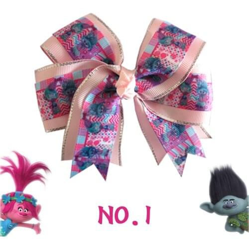 20 BLESSING Happy Girl 4.5" Trolls Cheer Hair Bow Clip 24 No. Poppy unicorn sculpture princess character angel wing
