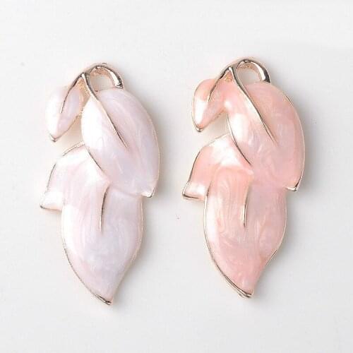 20 PCS 39*19mm Leaves Fashion Metal Alloy Enamel Leaf Pendant Charm For DIY Jewelry Making