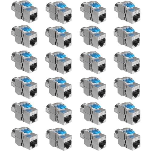 24 Pcs Keystone Module Jacks CAT-8 Shielded Keystone Jack RJ45 Cat 8 Ethernet Module 40 Gbit with Shielded Metal Housing
