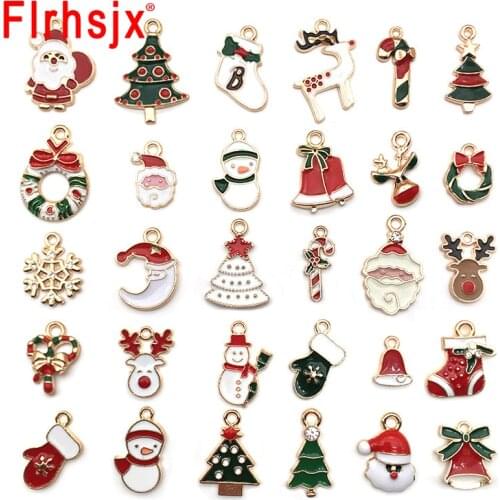 30Pcs/Set Christmas Pendant Beads Plating Metal Beads Mixed Loose Beads For Jewelry Making DIY Bracelet Necklace Clothes