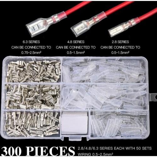 300pcs 2.8/4.8/6.3mm Crimp Terminals Insulated Seal Electrical Wire Connectors Crimp Terminal Connector Assortment Kit