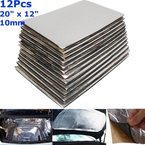 12pcs/set 50cmX30cmX10mm Car Sound Mat Proofing Deadener Heat Noise Insulation Deadening Mat Hood Closed Cell Foam