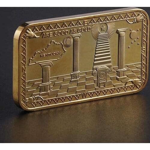 Free and Accepted Masons Gold Bar Masonic Symbol Token Gold Bullion Bar Collectibles Coin
