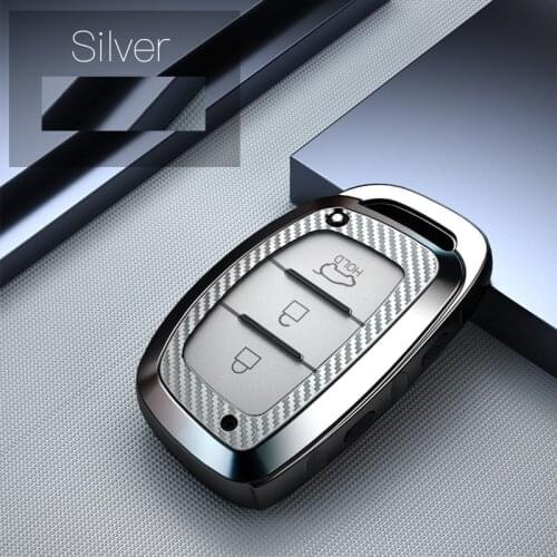 Carbon fiber TPU Car Key Case Cover Protection Shell Skin For Hyundai iX20 I30 IX35 I40 Ix25 Tucson Verna Sonata Car Keyring