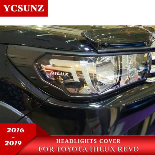 Black Car Accessories Head Lights Cover For Toyota Hilux Revo 2015 2016 2017 2018 2019 2020 Basic Version Car SR5
