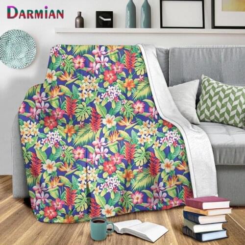 DARMIAN Tropical Floral Paradise Hawaiian Fleece Blankets for Adults Comfort Bed Sheet Home Bedroom Thin Quilt Sofa Nap Blanket