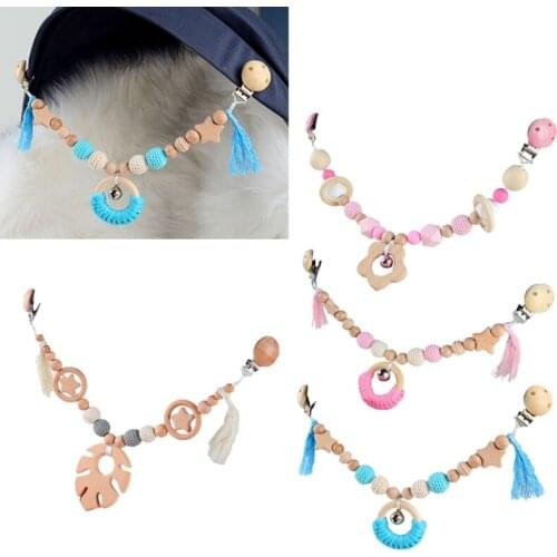 Baby Wooden Toys Pram Clip Hanging Baby Toys Mobile Bed Holder Music Rattle Pacifier Dummy Clip Play Gym Toys