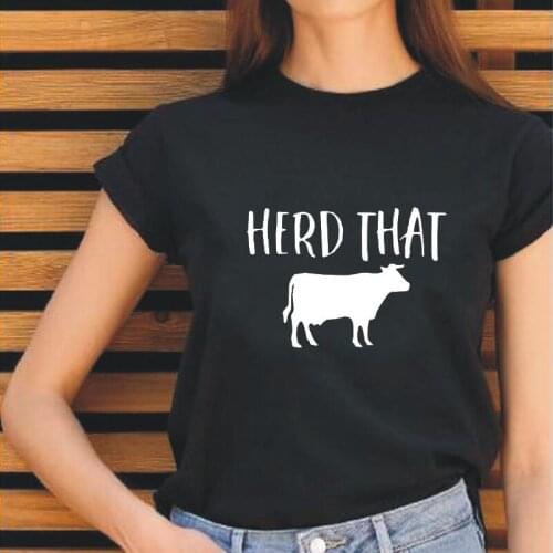 Summer Short Sleeve Tee Shirt Femme Herd That Cow Print Women Tshirt Cotton Casual Harajuku T Shirt Women Tops Camiseta Mujer