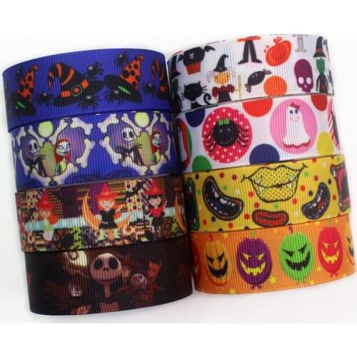 I-191004-2316,7/8'' 22mm,10 yards Halloween Thermal transfer Printed grosgrain Ribbons,bow cap accessories and decorations