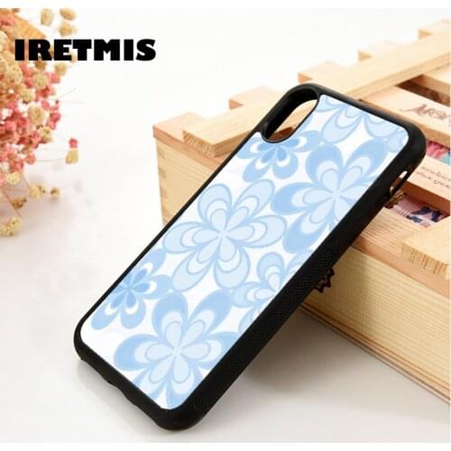 Iretmis 5 5S SE 6 6S TPU Silicone Rubber Phone Case Cover for iPhone 7 8 Plus X Xs 11 12 MINI Pro Max XR Funky Blue Flowers