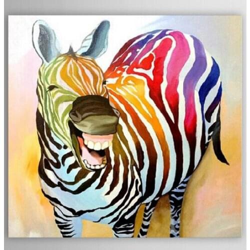 Oil Painting Canvas Painting Pure Handpainted Poster Decoration Laughing Zebra Oil Painting Animal Art Canvas Set Wall Painting