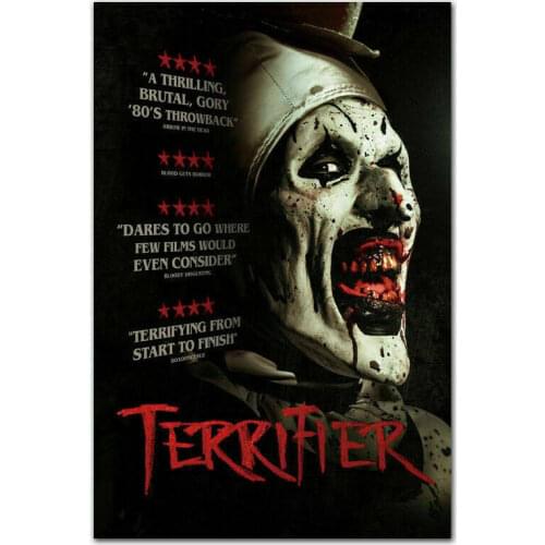 Classic Terrifier the Clown Horror Vintage Movie Silk Fabric Wall Poster Art Decor Sticker Bright