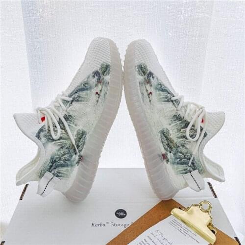 Mens Fashion Sneakers Flat Shoes Landscape Painting Pattern Casual running Sports Mesh Non-slip Personality Wear-resistant