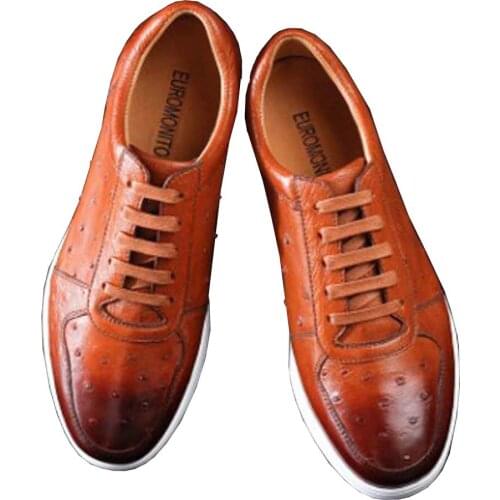 Ourui new true ostrich leather men shoes male leisure men shoes men shoes Ostrich skin men leisure shoes