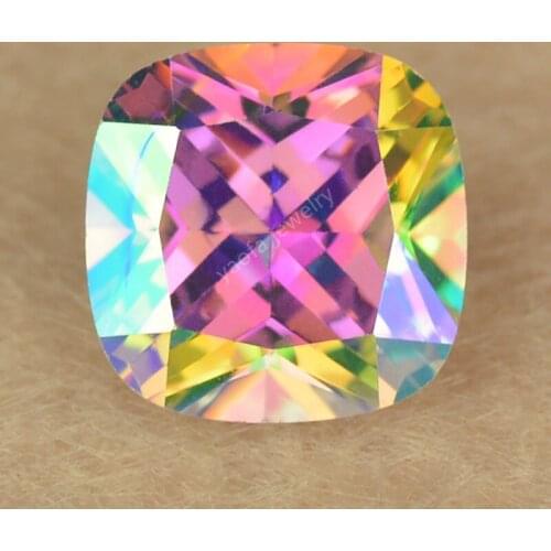 Wholesale 3*3~12*12mm Zircon Plating AB Color Multicolor Square Cushion Shape Cut Loose Cubic Zirconia Synthetic Gems CZ Stone