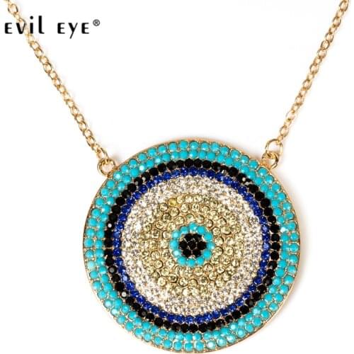 EVIL EYE Pendant Necklace Choker Gold Color Chain Round Evil Eye Necklace Charm Neck Jewelry Accessories for Women Girls EY5229