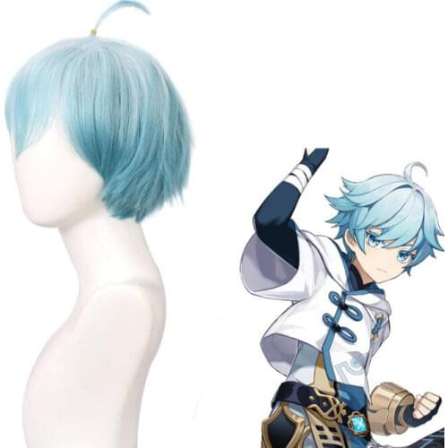 Anime Short Wig Cosplay Game Genshin Impact Chongyun Costume Heat Resistant Synthetic Hair Chong Yun Carnival Party Wigs