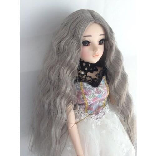 1/3 1/4 1/6 1/8 High Temperature Grey Wavy Wire Bjd Wig SD For BJD Doll Hair Wig