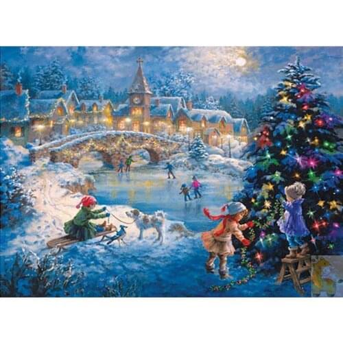 Full Resin Diamond Painting Cross Stitch Diamond Mosaic Craft Diamond Embroidery Diy Needlework Christmas snow view gift AS338