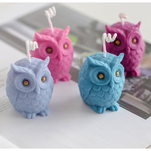 Lovely 3D Owl Candle Mold Silicone DIY Handmade Plaster Wax Home Table Christmas Decoration Creative Animal Gifts