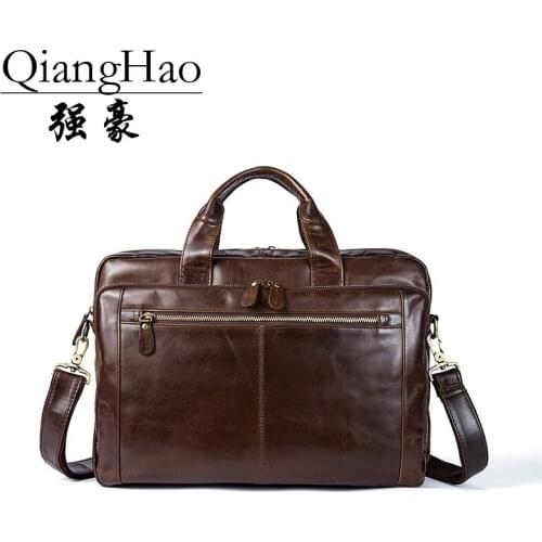 Мужские кожаные портфели QIANGHAO China At AliExpress