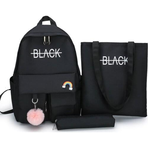 3Pcs/set Rainbow Canvas Backpack Women School Bags For Teenager Girl High Quality School Travel Laptop Backpack Student Book Bag