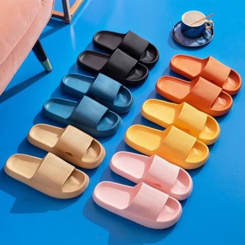 2021 Women Thick Platform Slippers Summer Beach Eva Soft Sole Slide Sandals Leisure Men Ladies Indoor Bathroom Anti-slip Shoes