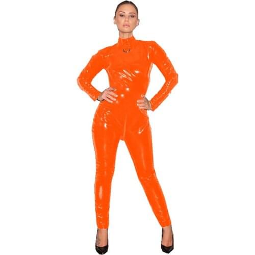Sexy Shiny PVC Leather Catsuit Plus Size S-7XL Wetlook Latex Bodysuit Open Crotch Clubwear Fetish Hot Erotic Pole Dance Lingerie