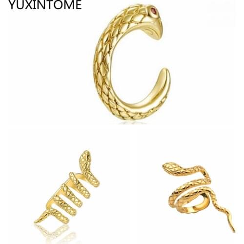 Fashion Snake Shape Clip Earrings 925 Sterling Silver CZ Animal Ear Cuff Climber Without Piercing For Women Personality Jewelry