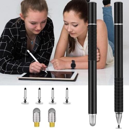 Stylus Pen Capacitive Touch Screen High Accuracy Active Stylus Pen + Rubber Nib+Fiber Nib high accuracy non-slip rubber handle