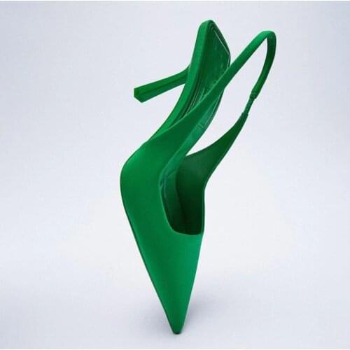 Pointed toe high thin heel women slingbacks office lady dress shoes