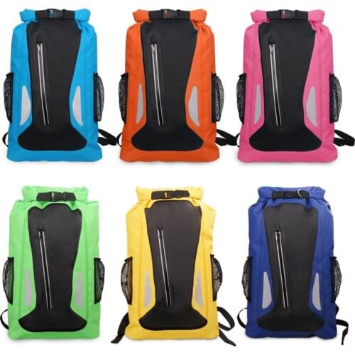 PVC 25L Outdoor Waterproof Backpacks Dry Bag Camping Hiking Drifting Swimming Bags Double Shoulder Strap
