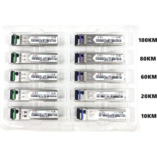 LC SFP Fiber optic module 1.25G LC 10/20/60/80/100KM 1310/1490/1550nm Single Fiber SFP Optical Module Transceiver FOR ONU OLT