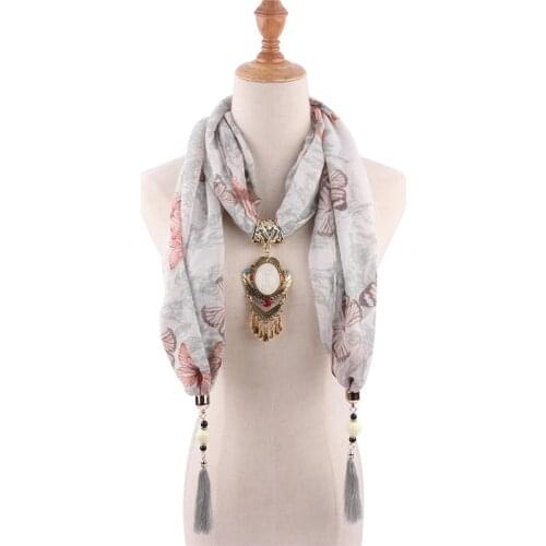 RUNMEIFA Jewelry Statement Necklace water drop Pendant Scarf Women Bohemia Neckerchief Foulard Femme Accessories Hijab Stores