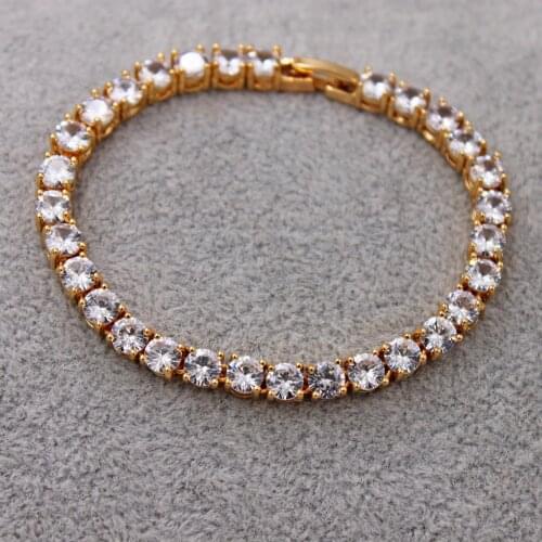 Jewelry accessories fashion accessories bracelets for womens Wedding anniversary birthday gift Gold color whire zircon