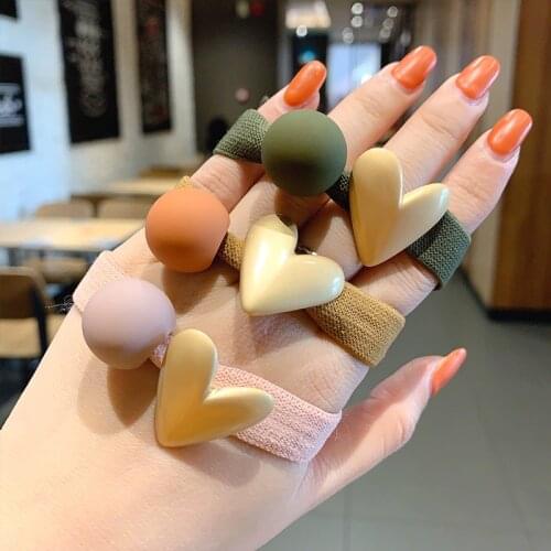 1pc Colorful Sweet Heart Elastic Hair Band Hair Accessories For Women Hair ring Fashion Women Hair Accessories Ball Hair Tie