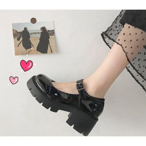 Kawaii harajuku shoes mary jane shoes Women 2021 Lolita Cosplay Shoes JK Uniform Shoes Womens Japanese High Heels Platform