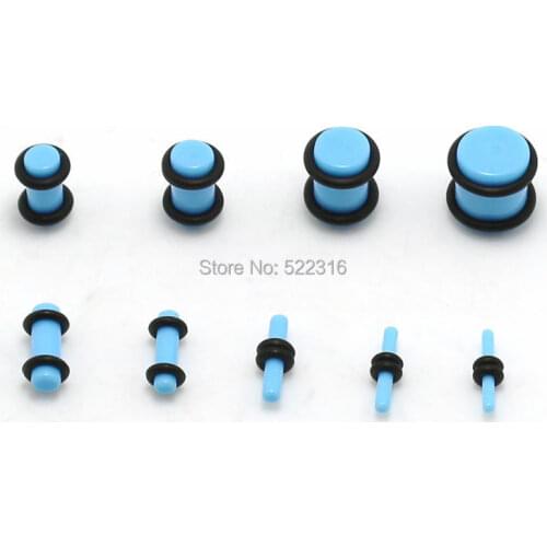 1.6mm-10mm 90pcs acrylic light blue ear plug kits 2 black o rings plug gauge expander wholesale body piercing jewelry
