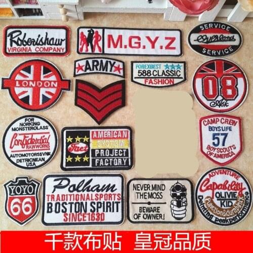 20 Pcs/lot Vintage Round Embroidery Patch Letters Number English Style Kids Clothing Decoration Heat Transfer Badge Iron Heat