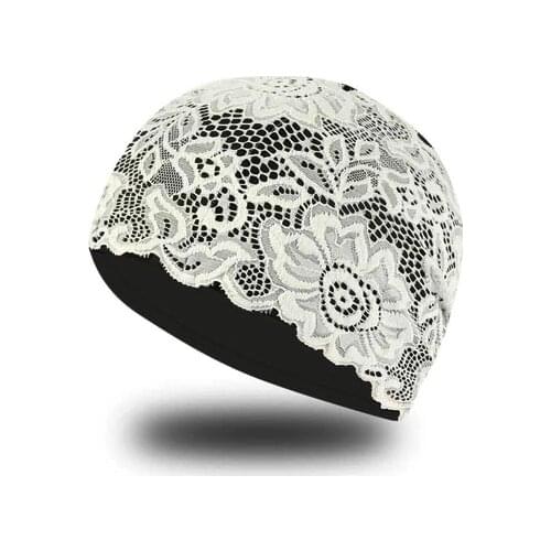 2020 Women Lace Swimming Cap Swim Pool Beach Protect Ears Hair WaterProof PU Bathing Hat For Girls Long Hair Lady Swim Cap