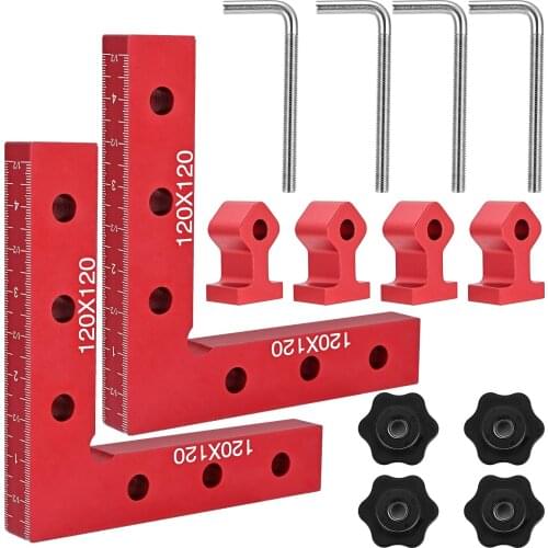 6 Pcs 90 Degree Positioning Squares Angle 120mm L-Shaped Ruler Clamps Solid Aluminium Alloy Woodworking Carpenters Tool Kit